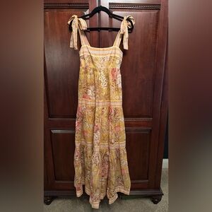 Zimmermann Yellow Pink Ruffled Tiered Maxi Sundress